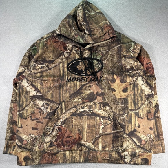 Mossy Oak Hoodie Sweatshirt Mens 3XL Brown Embroider Logo Fleece Heavyweight‎ - Picture 1 of 10